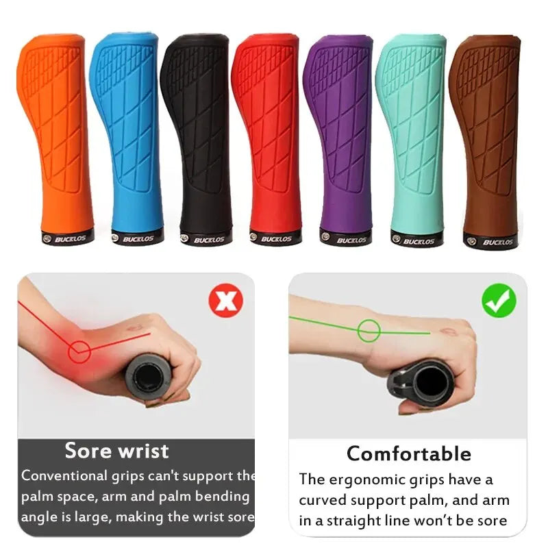 Shock Absorbing Bike Handlebar Grips BUCKLOS Lock-On MTB
