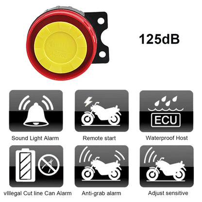 Motorcycle Alarm System Remote Wireless Anti-theft Engine Start 12V