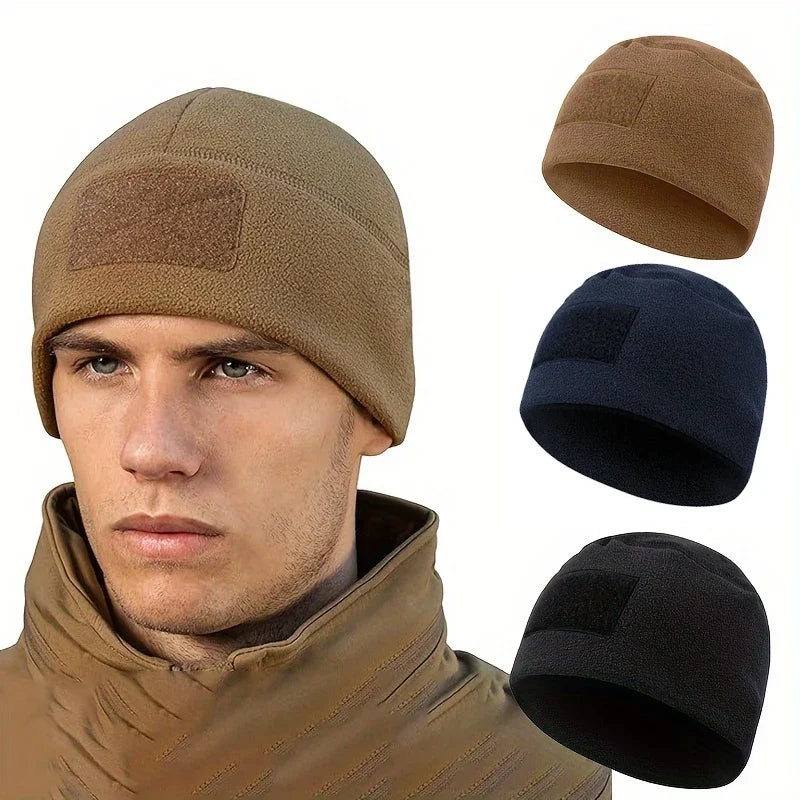 Windproof Tactical Beanie Hat Warm Fleece Winter Cap for Outdoor Activities