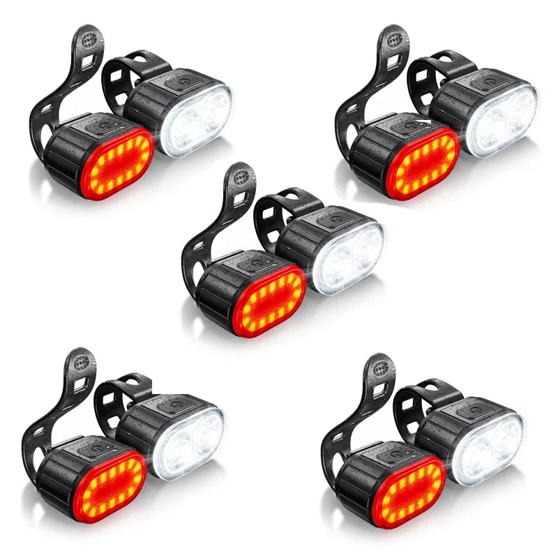 Rechargeable Bike Light Front Rear USB LED Torch Bicycle Lamp Waterproof