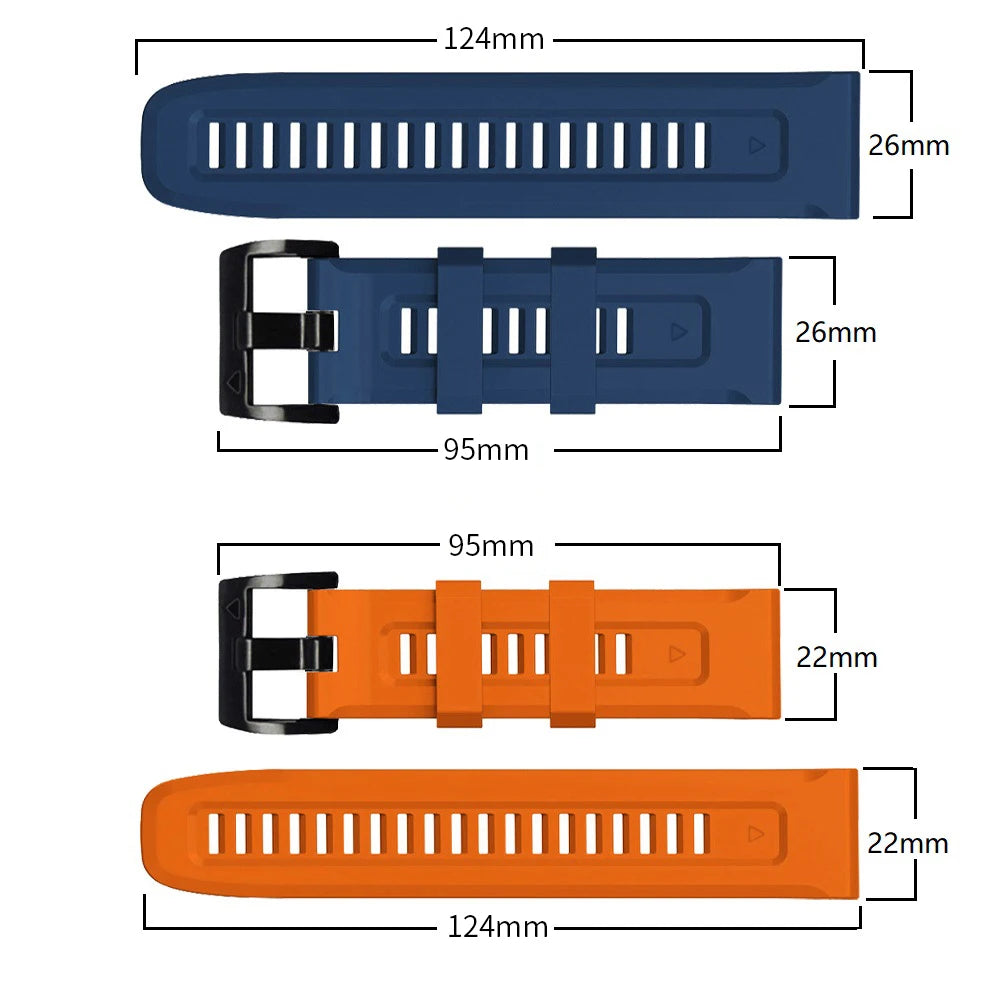 Fit Silicone Strap for Garmin Fenix 7 6X Pro 22mm 26mm Quickfit Band