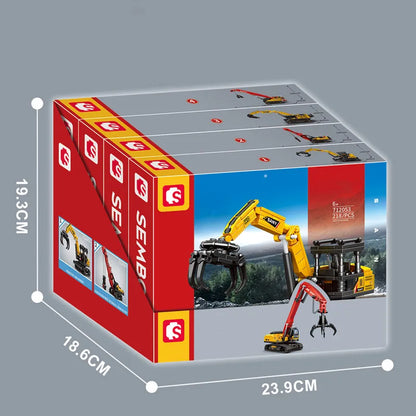 SEMBO 4in1 Construction Vehicle Building Blocks Excavator Truck MOC Model Toy Gift