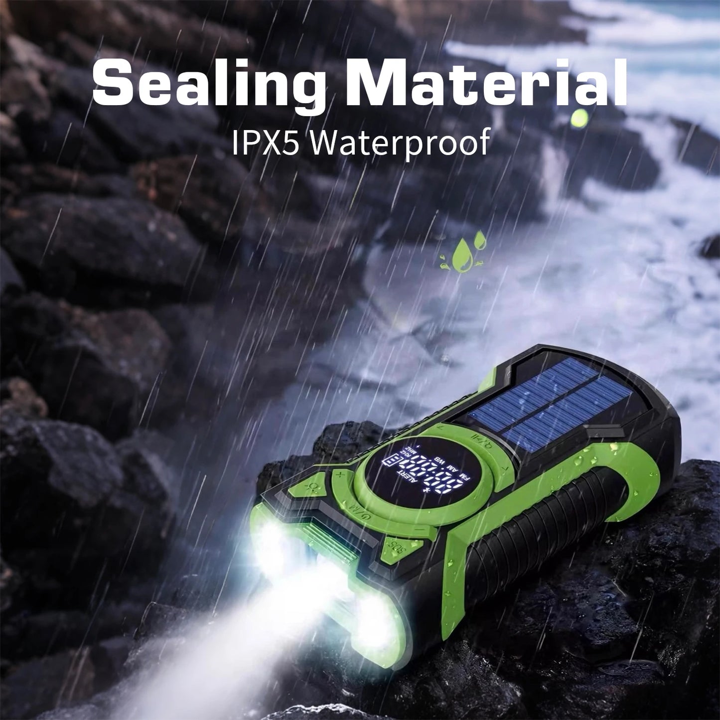 Emergency Crank Solar Radio 5000mAh Portable AM FM Bluetooth Waterproof LED Flashlight - EXPROTAS