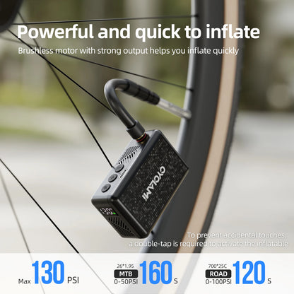 130 PSI CYCLAMI AM6 Automatic Air Pump Portable Pocket Electric Inflator Tire Pressure Display Tire Inflator MTB Road Bike FV AV