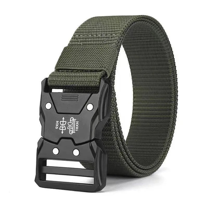 Men's Buckle Tactical Belt Red Ears Plastic Multifunctional Military Canvas