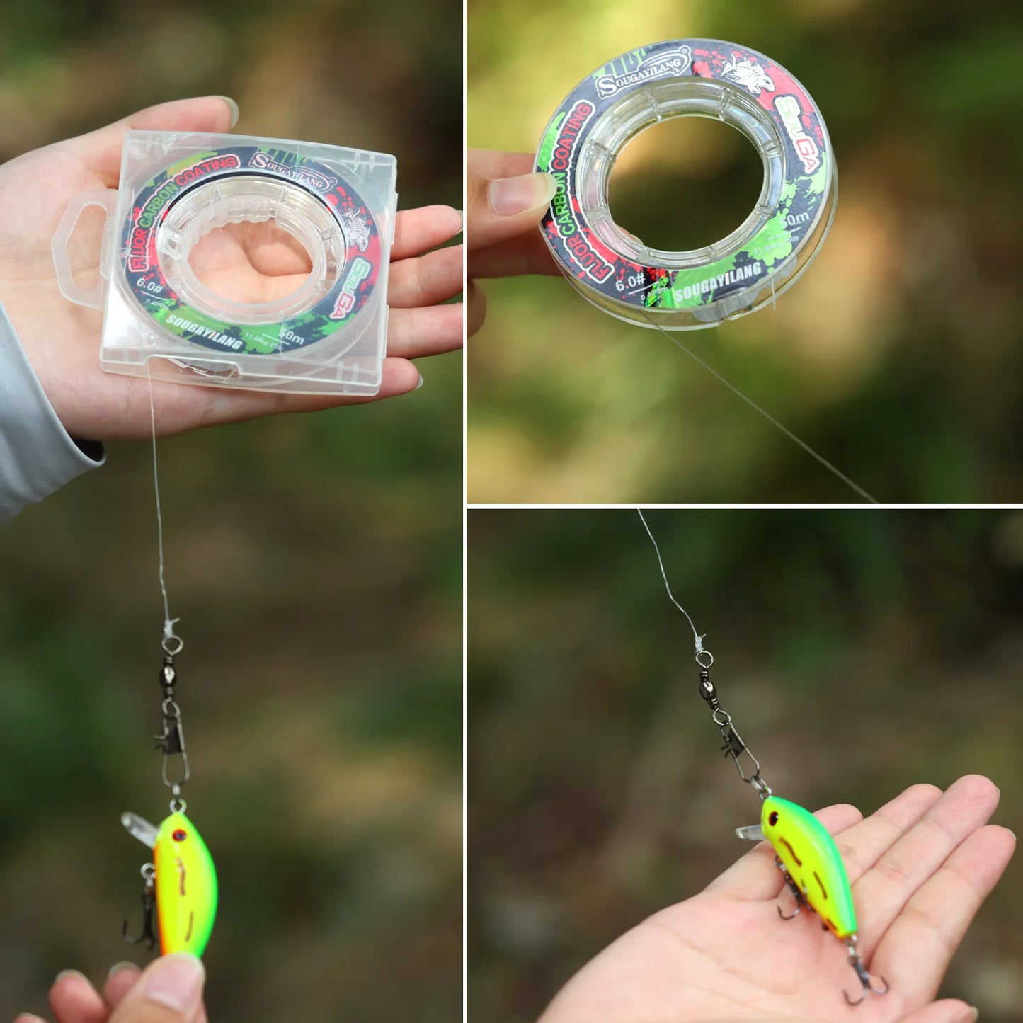 50m Fluorocarbon Fishing Line Sougayilang 3-25lb Low Stretch Tackle