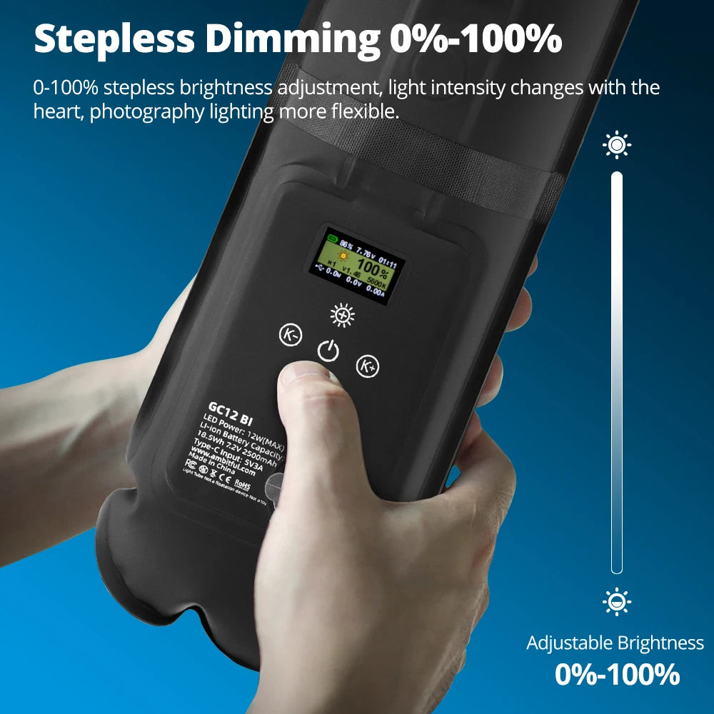 Ambitful GC12 Gold Crow 12W Inflatable LED Soft Light, 2700K-6500K Bi-Color Portable Photography Fill Light