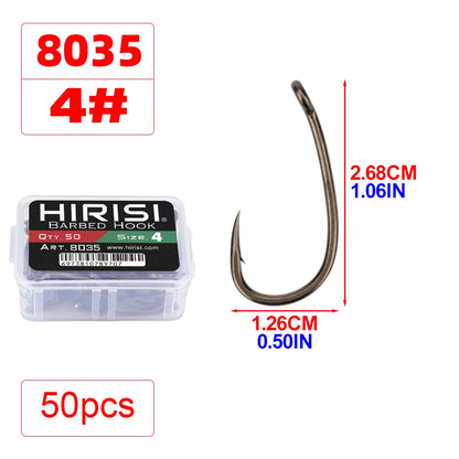 50pcs Barbed Fish Hooks Stainless Steel Fishing Hooks with Eye 8035