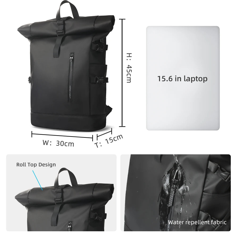 15.6" Laptop Bag Waterproof Expandable Travel Backpack USB Cycling Hiking Men