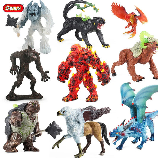 Oenux Fantasy Animal PVC Figure Dragon Dinosaur Golem Turtle Bull Orangutan - EXPROTAS