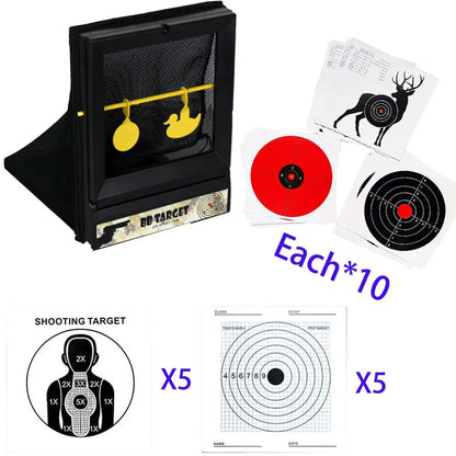 BB & Nerf Soft Bullet Trap Target w/ Spinner + Paper Targets Indoor Use