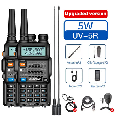 2PCS Baofeng Walkie Talkie UV-5R Dual Band Long Range 2200mAh Radio