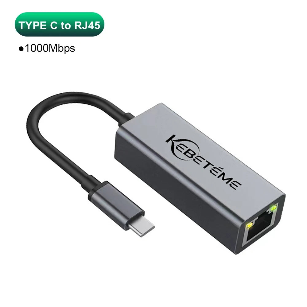 USB Ethernet Adapter 1000Mbps RJ45 Network Card for PC MacBook