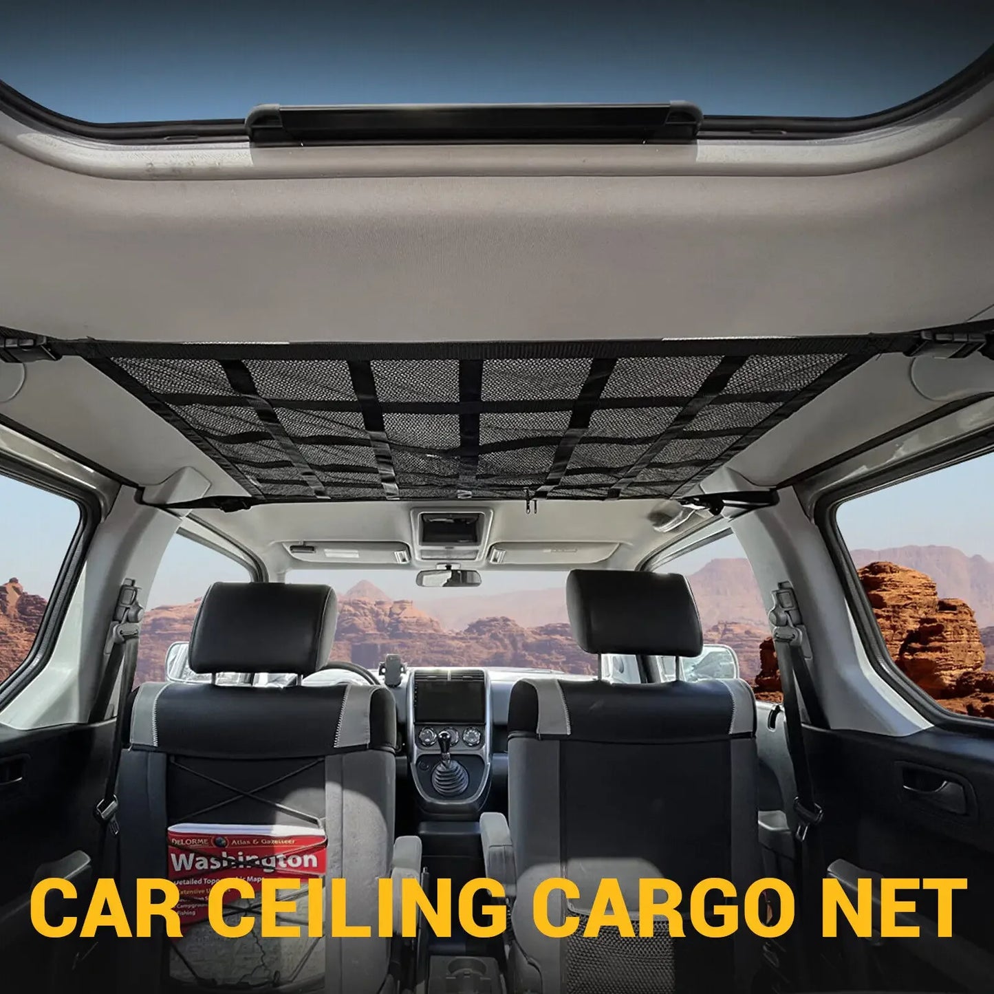 Cargo Net 90x65CM Ceiling Organizer for SUV Van Camping - 25kg Capacity