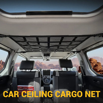 Cargo Net 90x65CM Ceiling Organizer for SUV Van Camping - 25kg Capacity