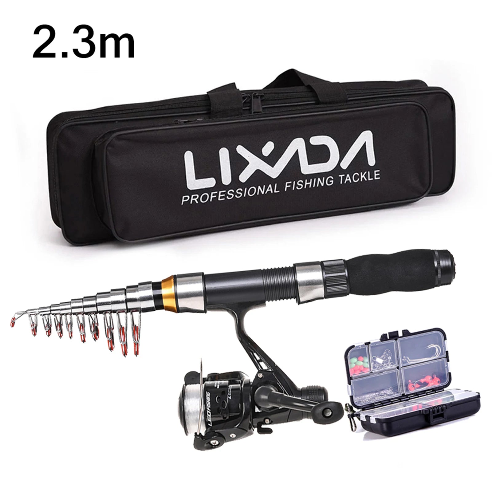 Lixada 2.1m 2.3 m Telescopic Fishing Rod Reel Combo Full Kit Carbon Fiber Rod Pole Spinning Reel Fishing Bag Case Pesca Gear Set-EXPROTAS
