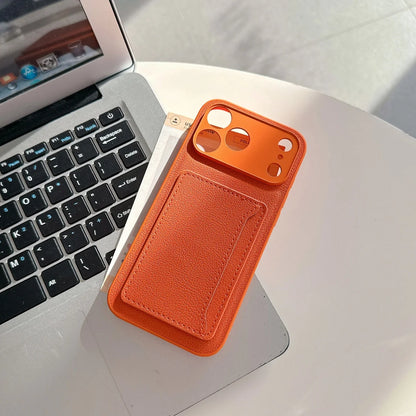 Orange Leather Wallet Case for iPhone 7-17 Air Pro Max Mini XR XS Card Holder
