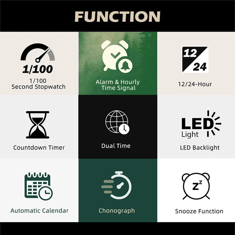 Men's Waterproof Digital Watches Outdoor Sports 50M North Edge Terrax