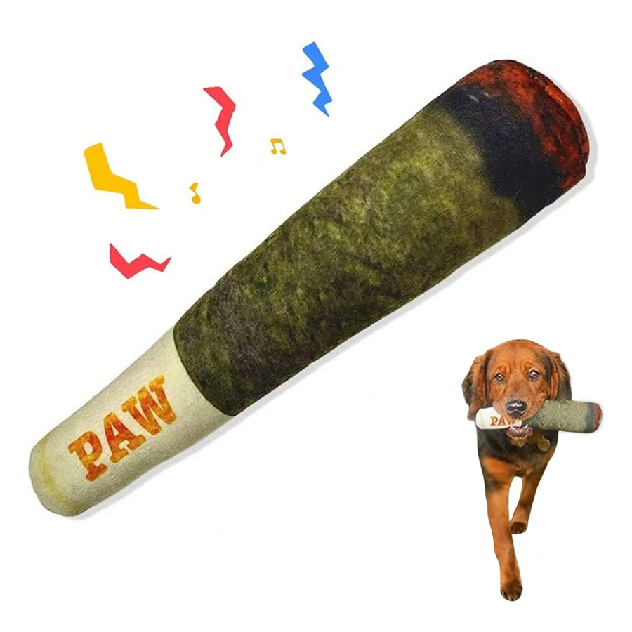 Funny Cigar Squeaky Dog Toy Plush Chew Toy for Small Medium Dogs Teeth Aid