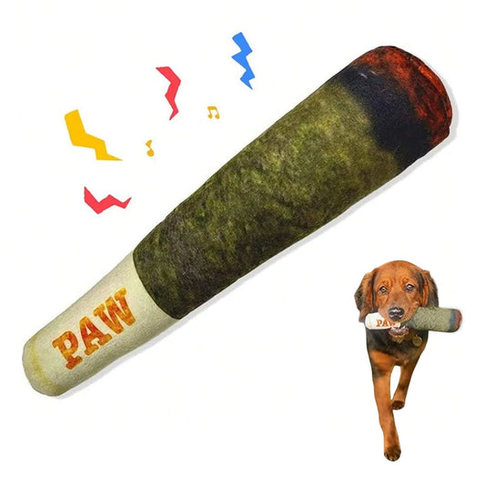 Funny Cigar Squeaky Dog Toy Plush Chew Toy for Small Medium Dogs Teeth Aid