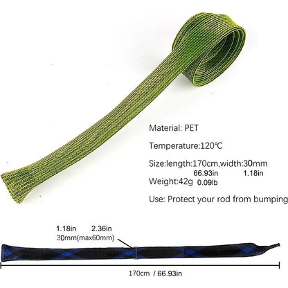 12Pcs Rod Sock Mesh Fishing Sleeve Covers Flat Pointed End Pole Protector