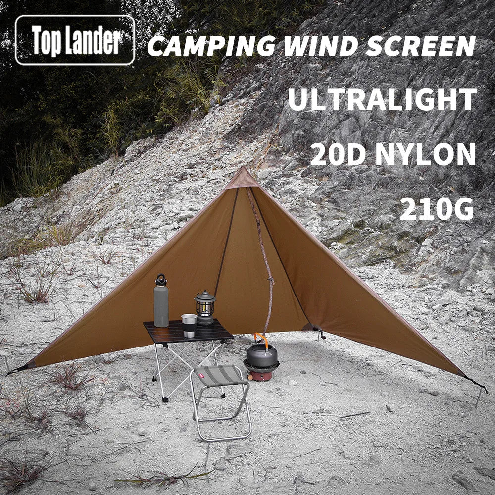 Ultralight Camping Wind Screen 20D Nylon Flame Retardant Privacy Tarp 1.9x1.1m