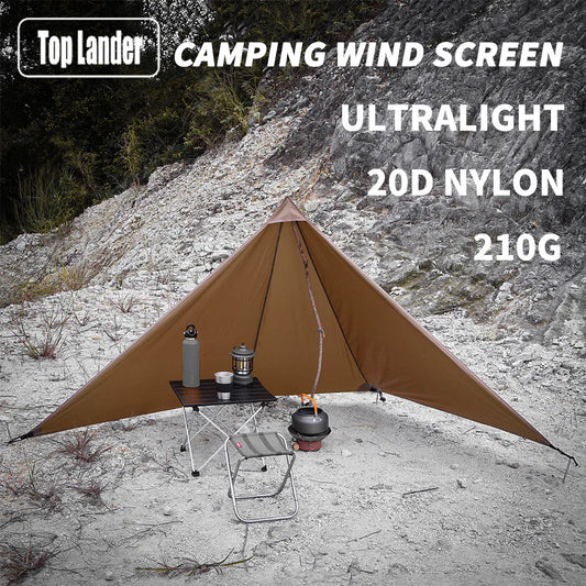 Ultralight Camping Wind Screen 20D Nylon Flame Retardant Privacy Tarp 1.9x1.1m