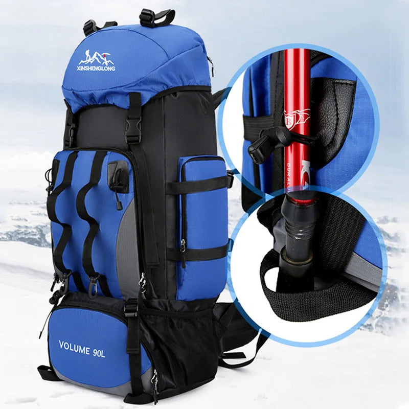 90L Waterproof Hiking Camping Backpack Trekking Bag Rucksack Large Capacity Travel Outdoor Sports Bags Camping Equipment Men-EXPROTAS