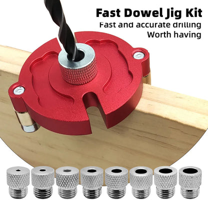 Woodworking Self-Centering Dowel Jig Kit w/ 3-10mm Steel Bushings, Aluminum Vertical Hole Drill Guide