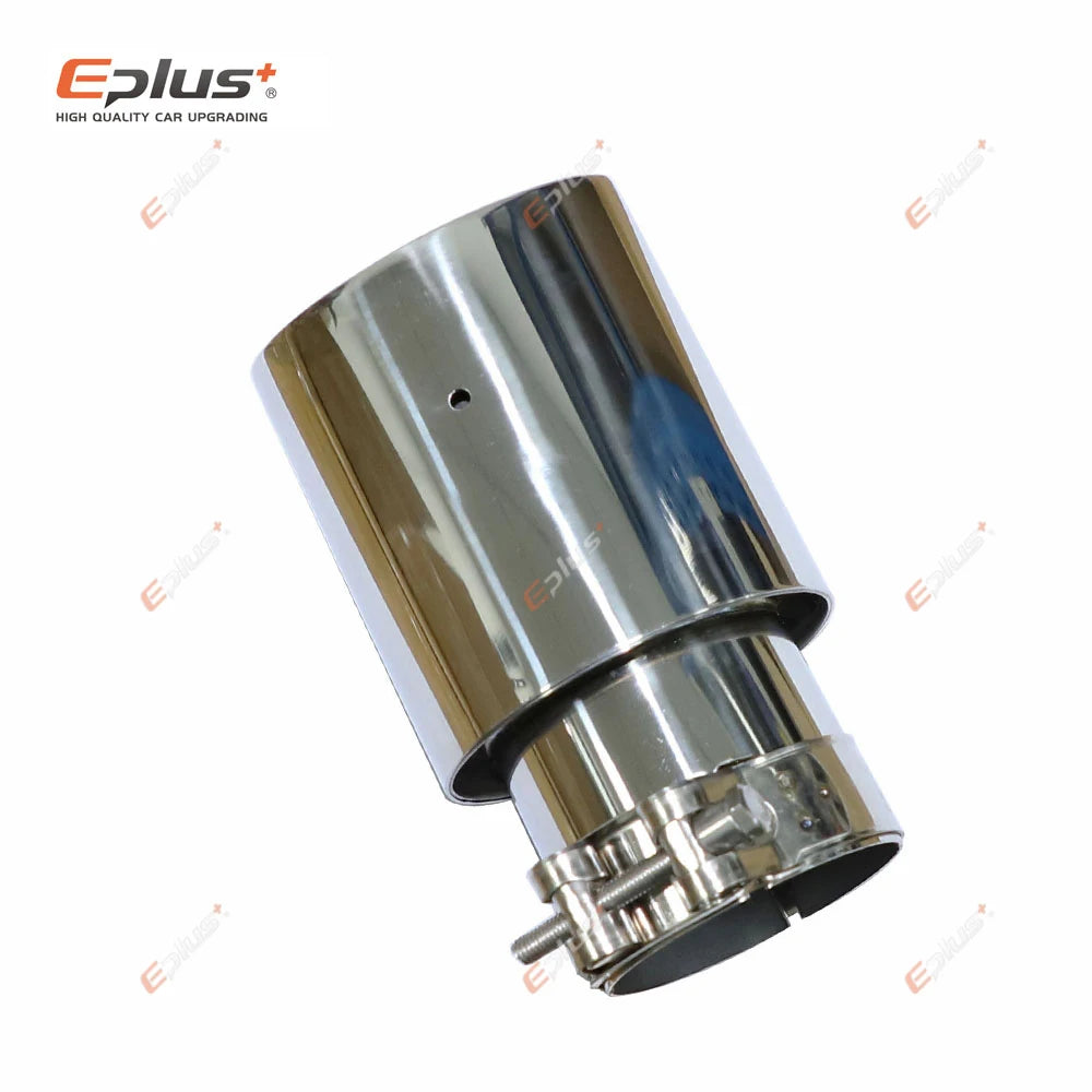 Car Stainless Steel Silver Muffler Tip Universal Exhaust Pipe Mufflers bilayer Nozzle bilayer Decoration Bevel End-EXPROTAS