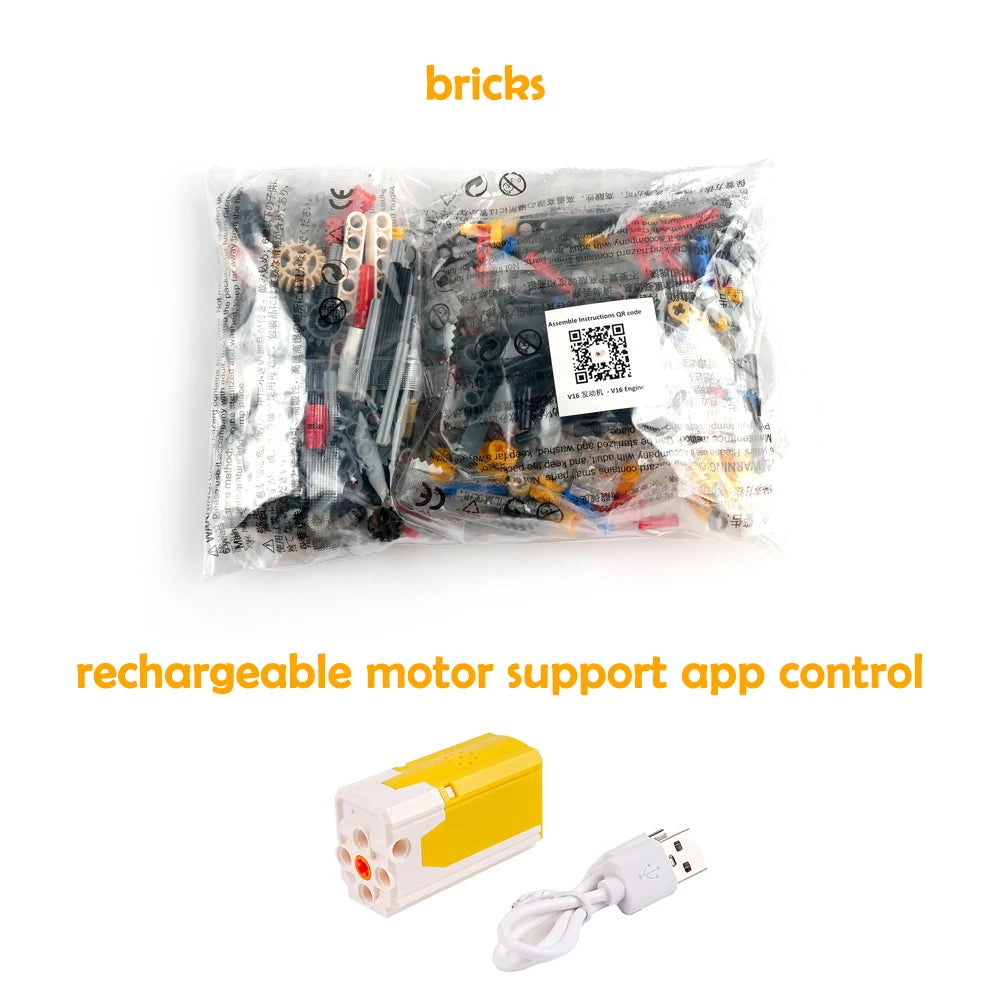 Motor AA Battery V16 Engine Gearbox MOC Technical Model DIY Electric Toy