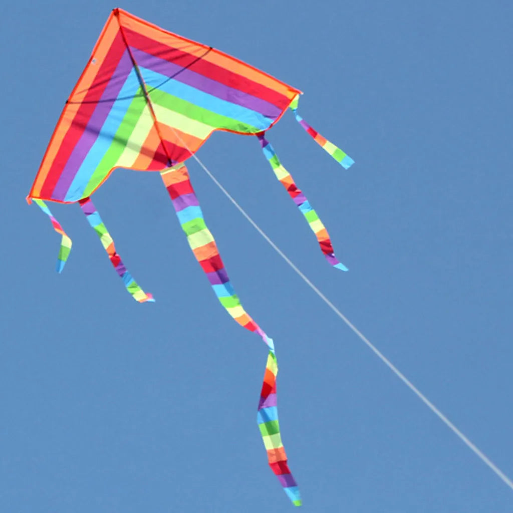 Rainbow Kite Outdoor Fun Beach Kids Easy Fly Colorful 1.07m with 30M Line