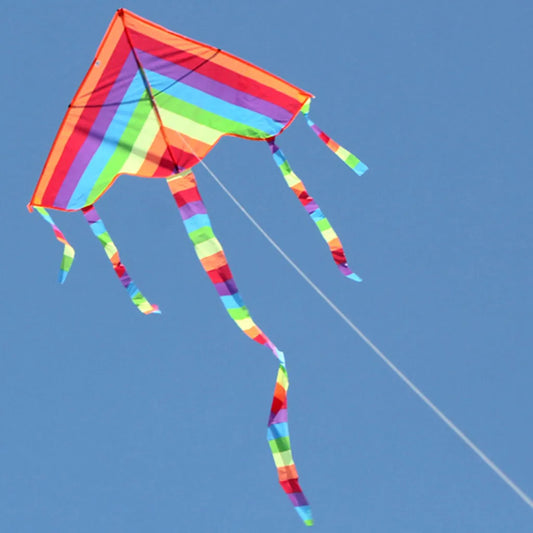 Rainbow Kite Outdoor Fun Beach Kids Easy Fly Colorful 1.07m with 30M Line