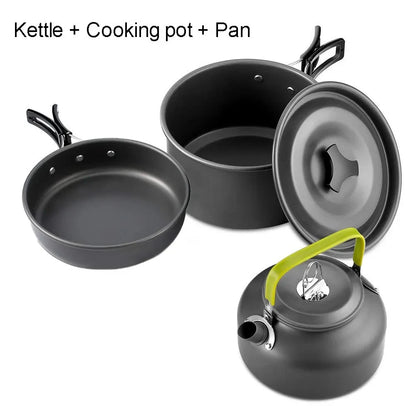 Outdoor Camping Cookware Portable Non Stick Cooking Pot Pan Bowl Hiking Picnic