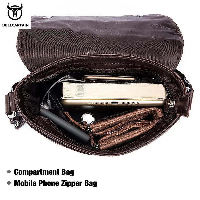 BULLCAPTAIN Men’s Leather Messenger Shoulder Bag Business Handbag