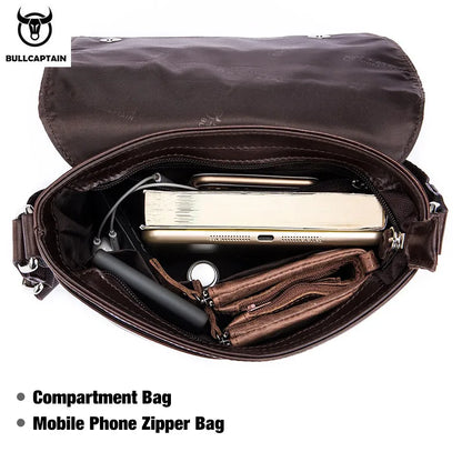 BULLCAPTAIN Men’s Leather Messenger Shoulder Bag Business Handbag