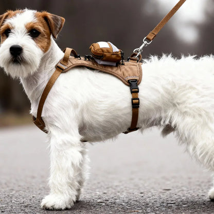 Adjustable Training Dog Outdoor Vest with Backpack & Elastic Leash