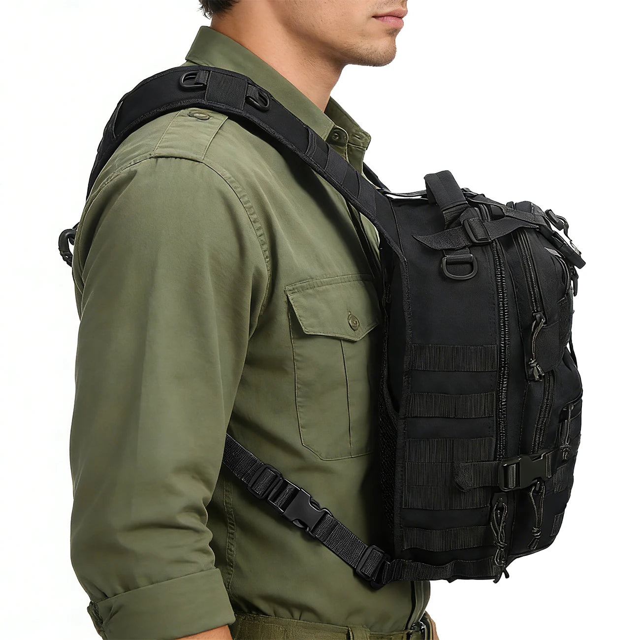 Shoulder Crossbody Bag Large Capacity with Zipper Compartments MOLLE System