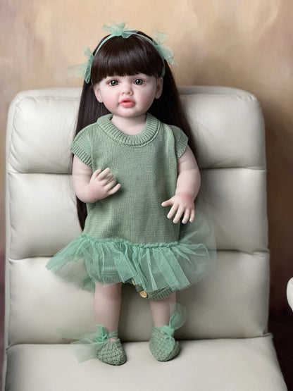 BZDOLL 55CM 22Inch Can Stand Reborn Baby Lifelike Girl Doll Full Soft Silicone Body Princess Toddler Bebe Birthday Gift-EXPROTAS