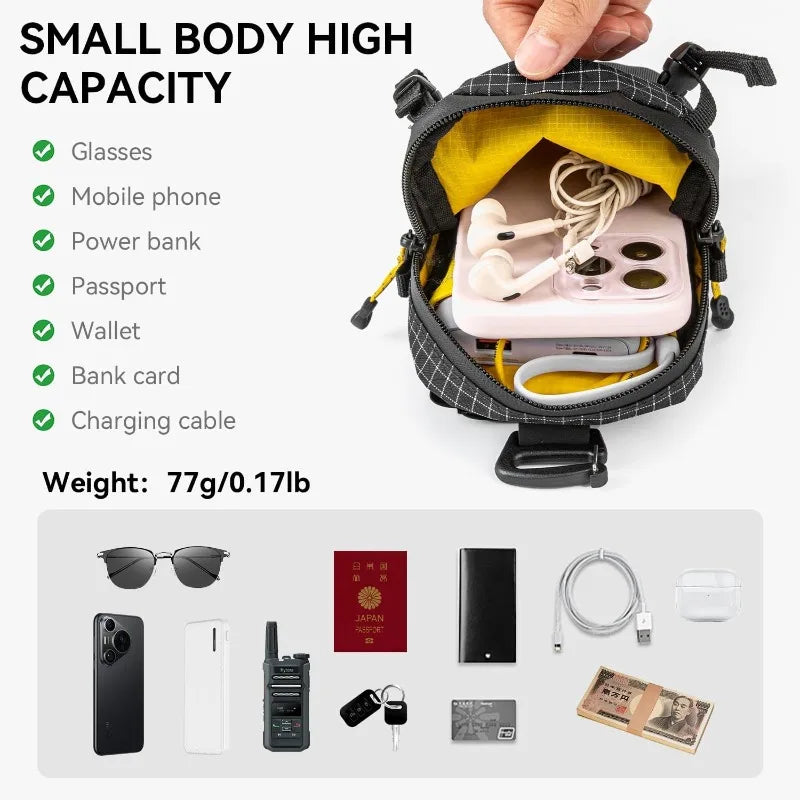 Backpack Shoulder Strap Phone Pouch Water-Resistant Bag for Hiking Camping