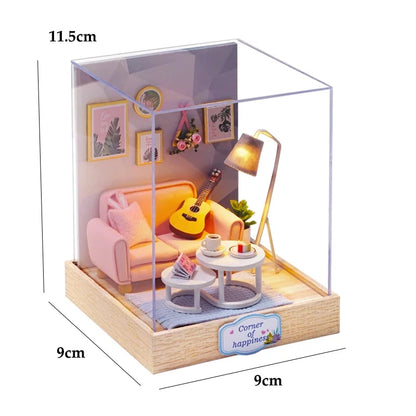 DIY Wooden Dollhouse Christmas Lodge Miniatures with LED Lights Assembly Model Gift - EXPROTAS
