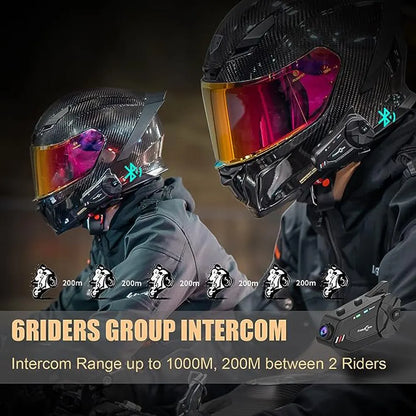 Freedconn R1 Plus Motorcycle Helmet Bluetooth Intercom 1080p Dash Cam Headset
