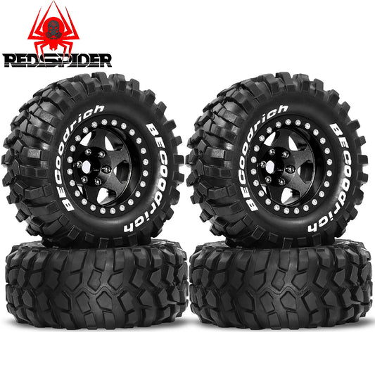 4pcs 1.9 Rubber Tires & Beadlock Wheels for 1/10 RC Crawler TRX4 SCX10 Gen8