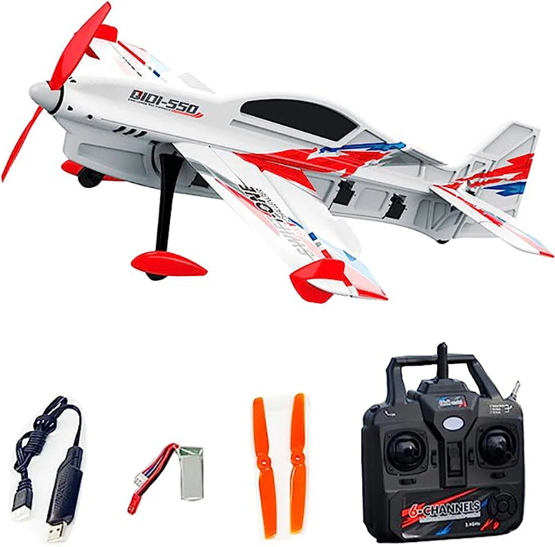 QIDI-550 3D RC Airplane 500mm Wingspan One-Key Hanging Stunt with 6-Axis Gyro Wind Resistant Flight Control RTF Aircraft-EXPROTAS