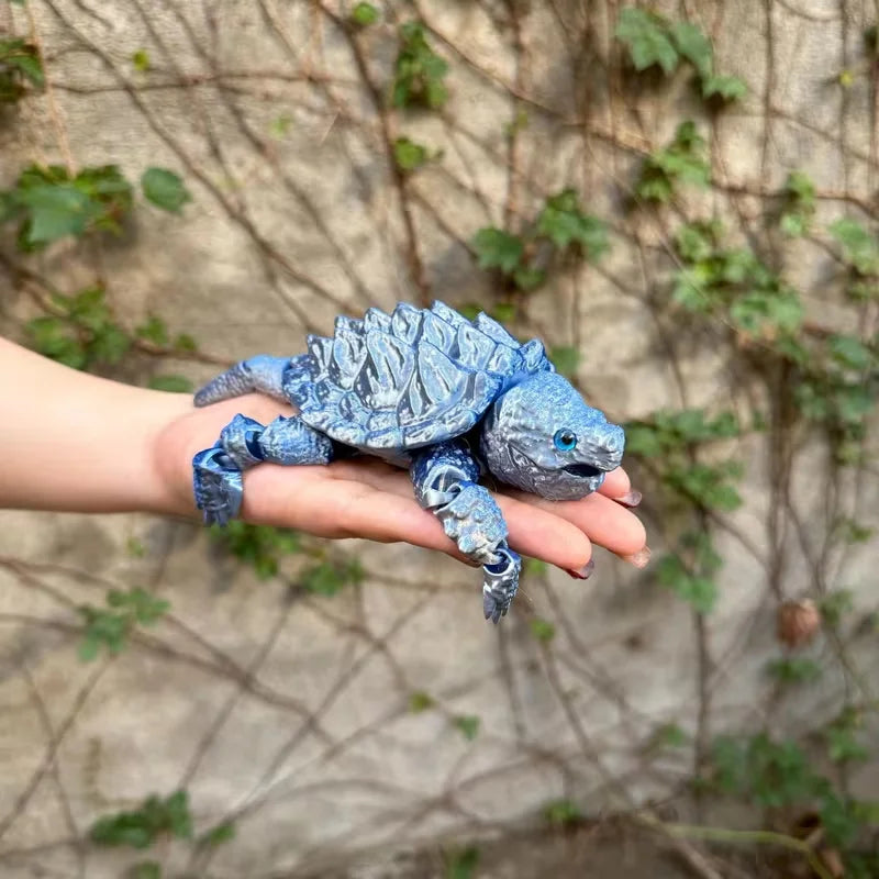New 3D Printed Alligator Snapping Turtle with Flexible, Movable Joints And an Open Mouth - A Popular Gift And Desktop Ornament