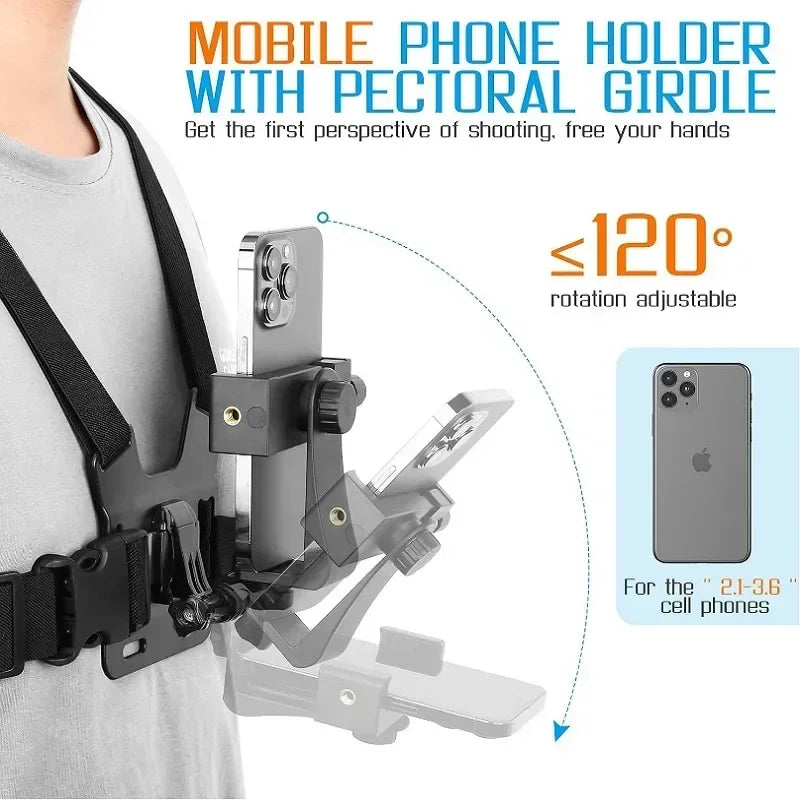 1PC Adjustable Phone Clip Holder Chest Strap Bracket for Sport Camera