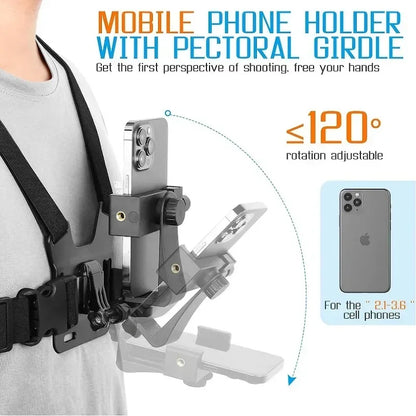 1PC Adjustable Phone Clip Holder Chest Strap Bracket for Sport Camera