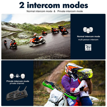 XiNOWY V6 Plus Motorcycle Bluetooth Intercom Helmet Headset 1200m Waterproof 6 Riders