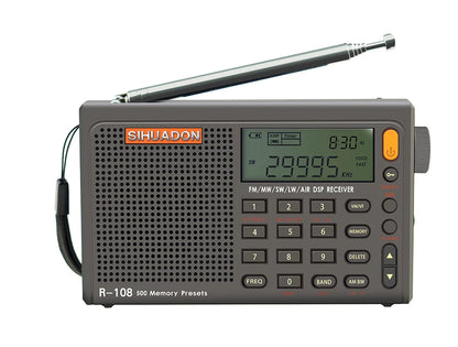 SIHUADON R108 DSP Portable Radio AM FM SW Airband LCD Type-C Receiver 500 Presets - EXPROTAS