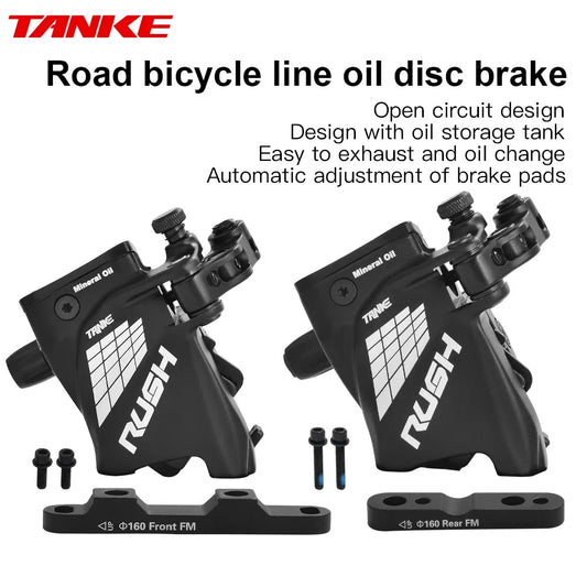 TANKE Line Pulling Oil Pressure Calipers Hydraulic Disc Brake  Road Bike Brake Set RUSH Front Rear 160MM Scooter Bicycle Parts-EXPROTAS